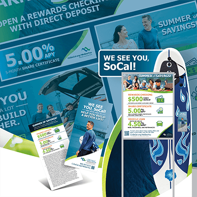 Collage of advertising campaign performed for Credit Union of Southern California California